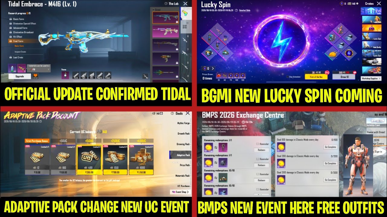 Official Update 😍 M416 Tidal Coming Next Update | Bgmi New Lucky Spin Here | UC Adaptive Pack Change background