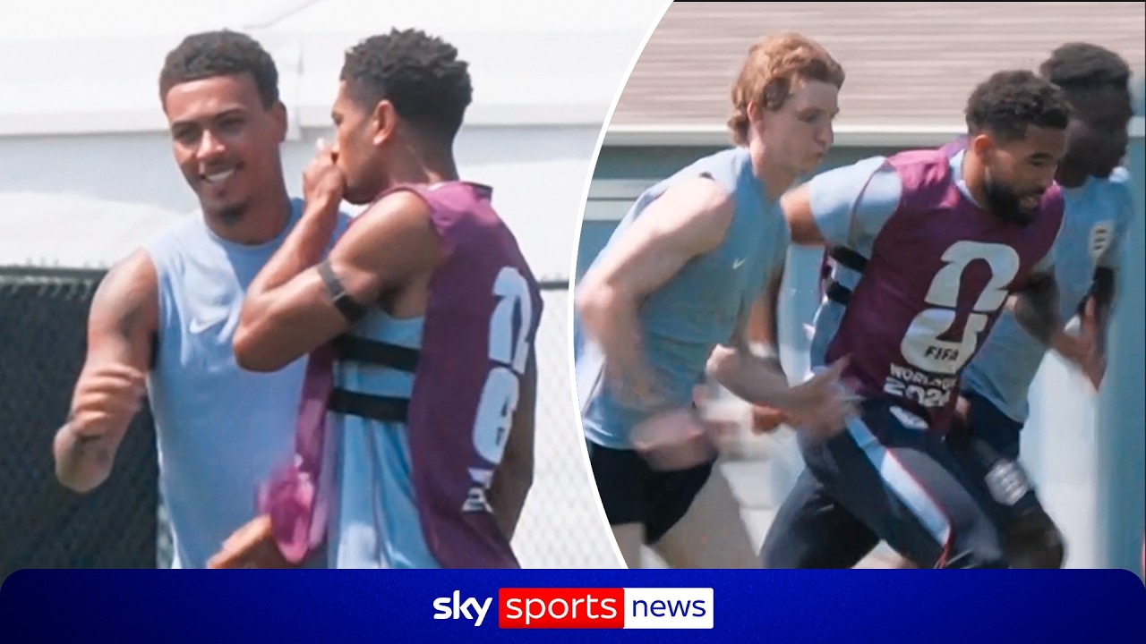England squad train for final time ahead of World Cup opener vs Croatia background