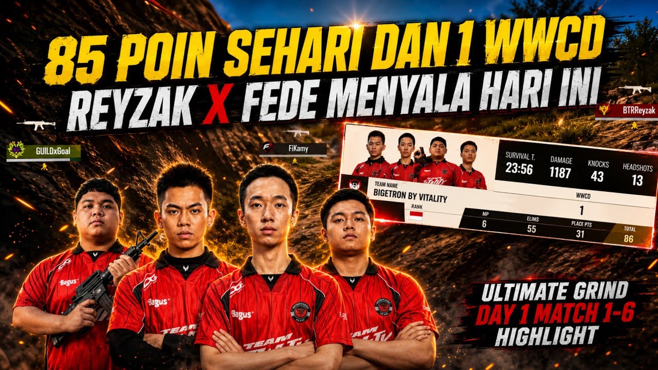 GAMEPLAY BTR DAY 1 ULTIMATE GRIND | 86 POIN SEHARI DAN 1 WWCD! HIGHLIGHT MATCH 1-6 background