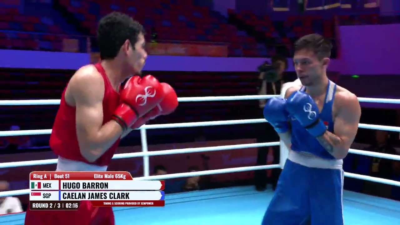 Hugo Barrón (MEX) vs. Caelan Clark (SGP) World Boxing Cup 2026 (65kg) background