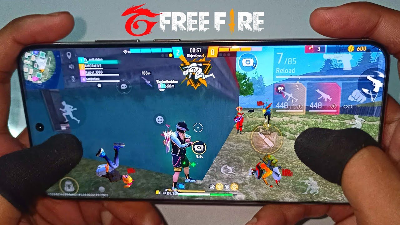 free fire gameplay 2 finger handcam đ realme p3 ultra background