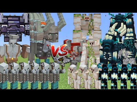 PILLAGERS ALLIANCE Vs IRON GOLEMS & WARDENS ALLIANCE MOBS BATTLE MINECRAFT background