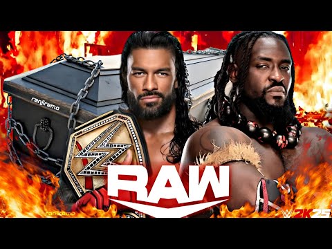 Roman Reigns vs Oba Femi Wwe Raw Netflix 15th June 2026 Casket Wwe2k25 Simulation - FULL MATCH background
