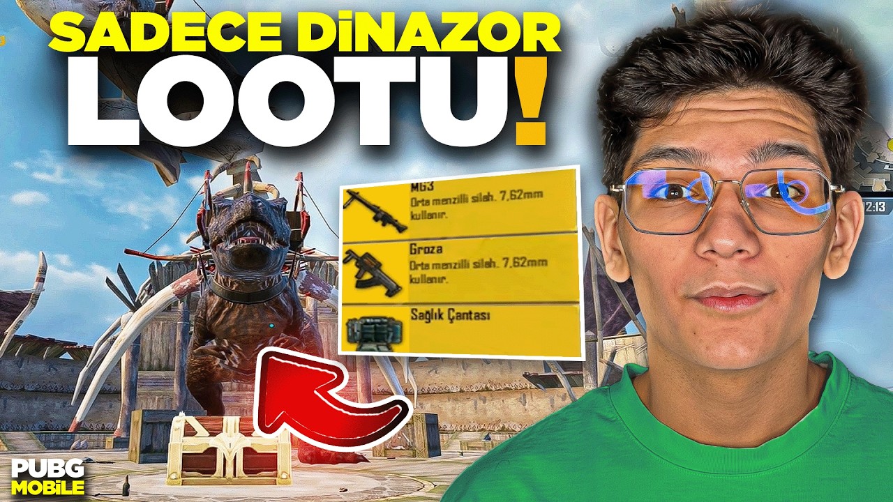 SADECE DİNAZOR LOOTU İLE KAZANMA CHALLENGE ! - PUBG MOBİLE background
