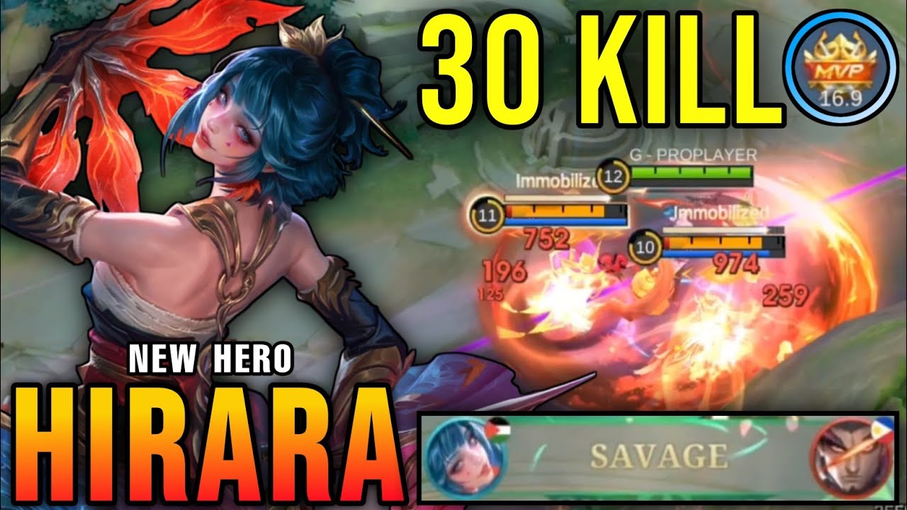30 Kills + SAVAGE & MANIAC!! New Hero Hirara MLBB Shutdown All Enemies!! - New Hero Tryout ~ MLBB background