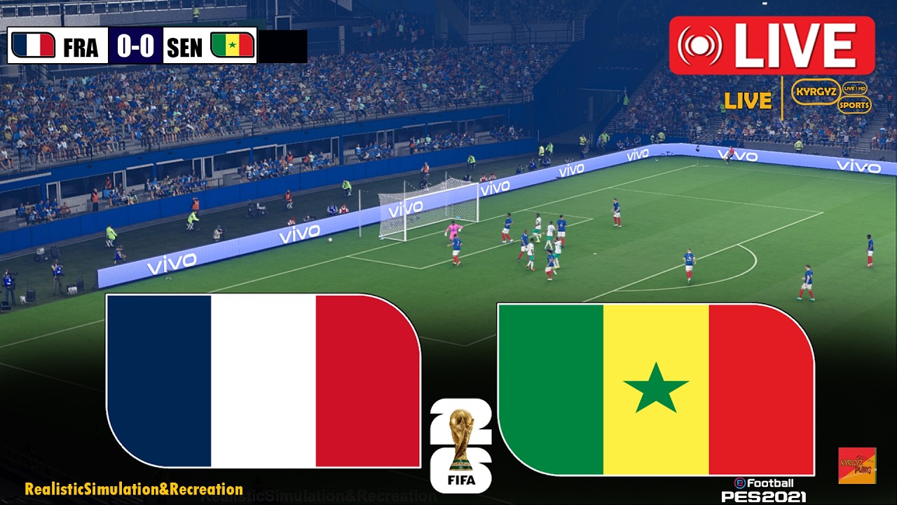 🔴LIVE : FRANCE vs SENEGAL | eFootball PES 2021 Video Game Simulation PC background