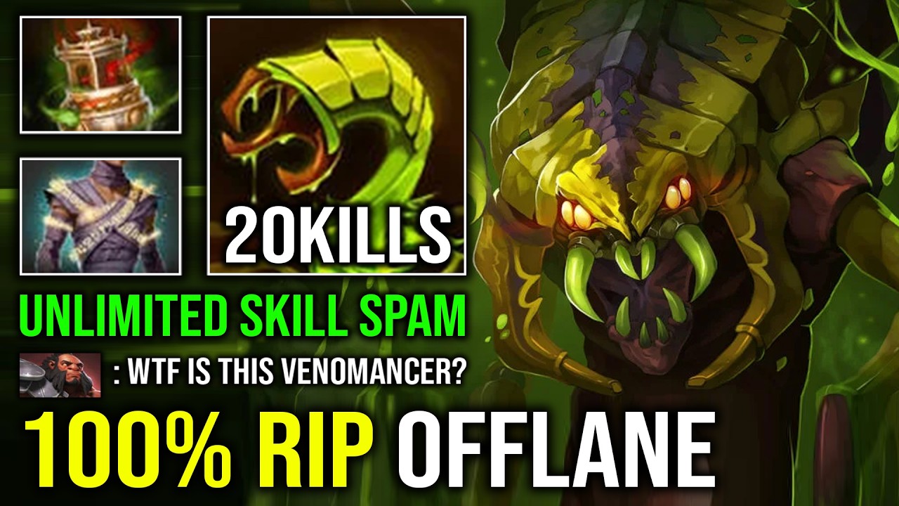 How to 100% Delete Offlane with Unlimited Plague Ward Endless Poison Slow Venomancer Dota 2 background