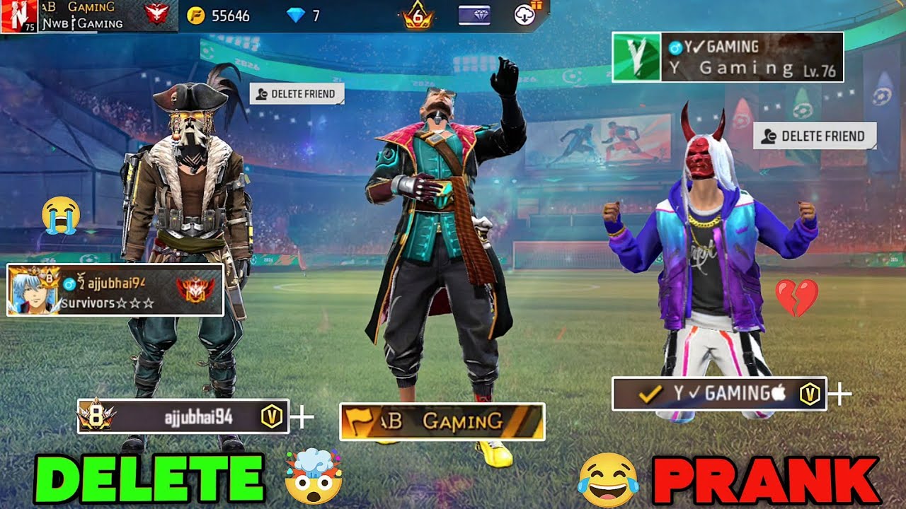 Delete Prank लेकिन Y GAMING Gussa हो Gya 😭💔 Sabko Delete Kar Diya 😫💔 Garena Free Fire 🔥 background