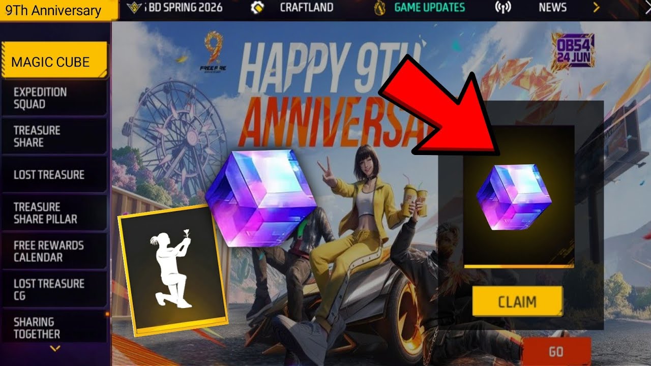 Magic Cube Kab Or Kaise Milega 🤔 ? OB54 Update 9th Anniversary event free fire | background