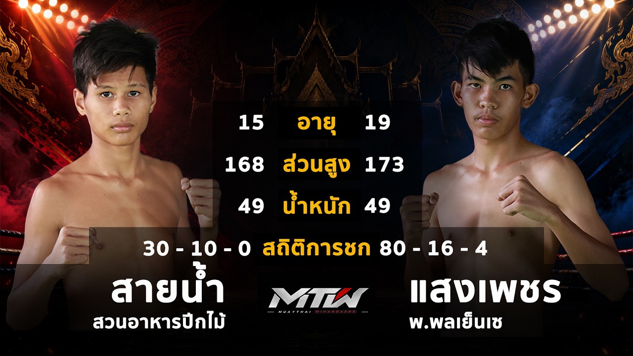 สายน้ำ สวนอาหารปีกไม้ VS แสงเพชร พ.พลเย็นเซ "ศึกมวยไทยนานาภาค วิหารแดง" เสาร์ที่ 13 มิถุนายน 2569