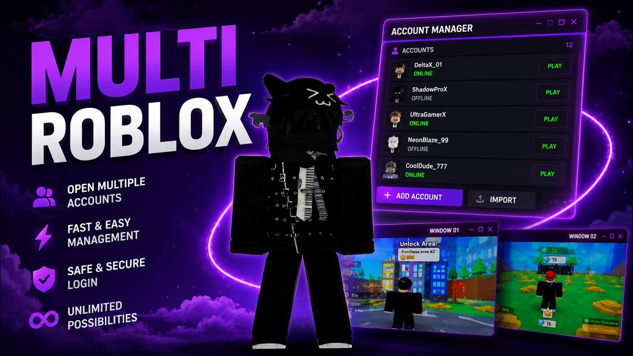 ⚡ How to Run Multiple Roblox Accounts at Once | Multi Roblox | Roblox Account Manager background