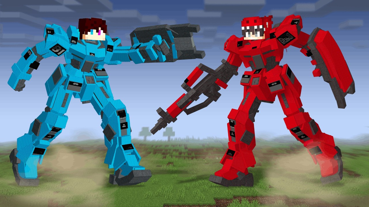Robot VS Robot In Minecraft background