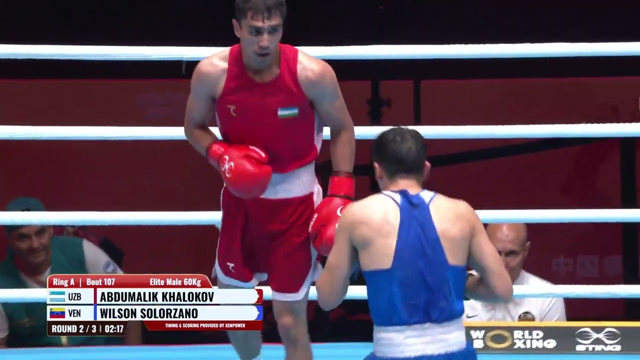 Abdumalik Khalokov (UZB) vs. Wilson Solorzano (VEN) World Boxing Cup 2026 (60kg) background