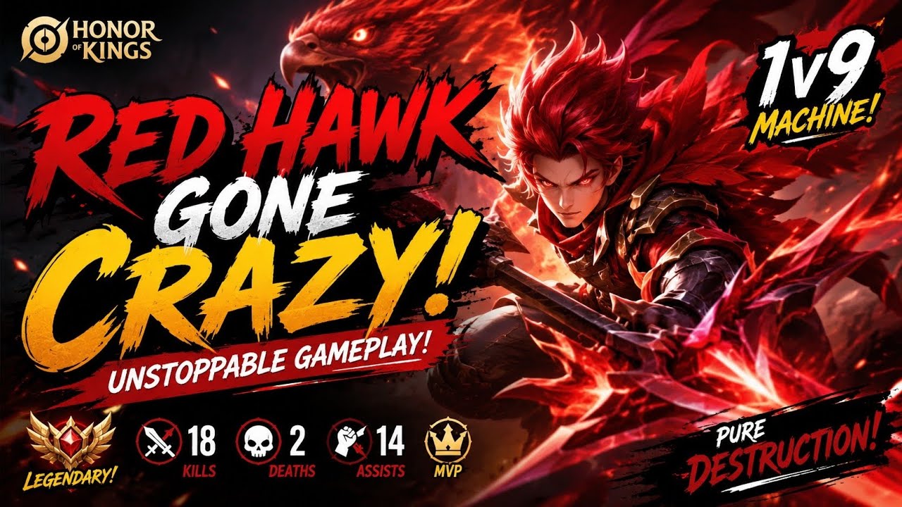 🦅 Red Hawk Is Absolutely Broken! | Honor of Kings Highlights background