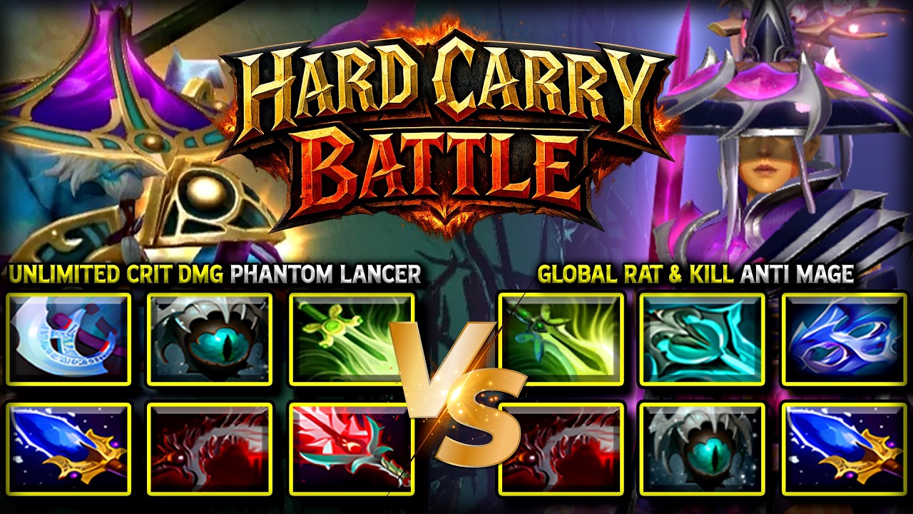 EPIC HARD CARRY BATTLE | Unlimited Crit Damage Phantom Lancer Vs. Global Rat and Kill Phantom Lancer background