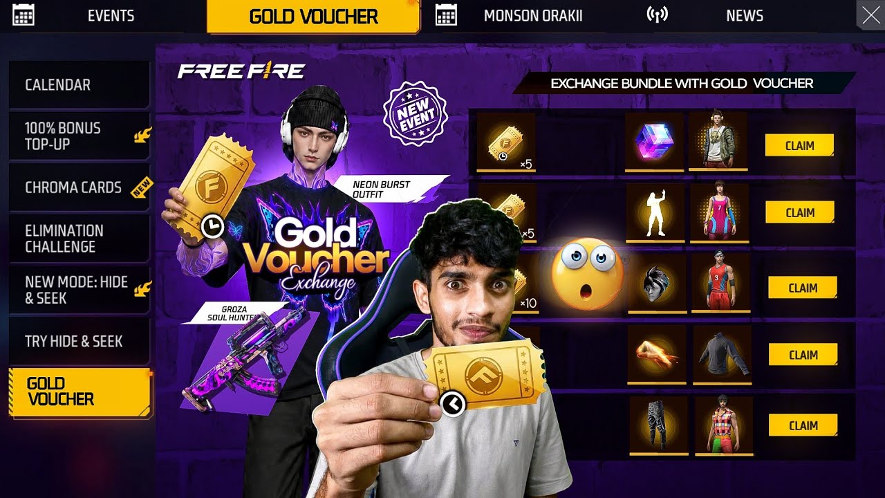 GOLD VAUCHER EXCHANGE 😱 Free Fire Max