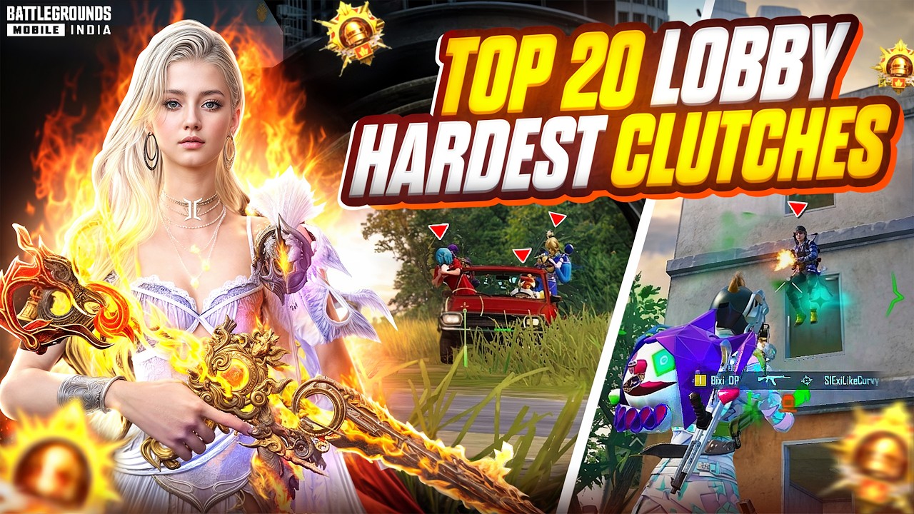 Indian Top 20 Conqueror Lobby Hardest Clutches đ„ Intense 1v4 Fights | BGMI background