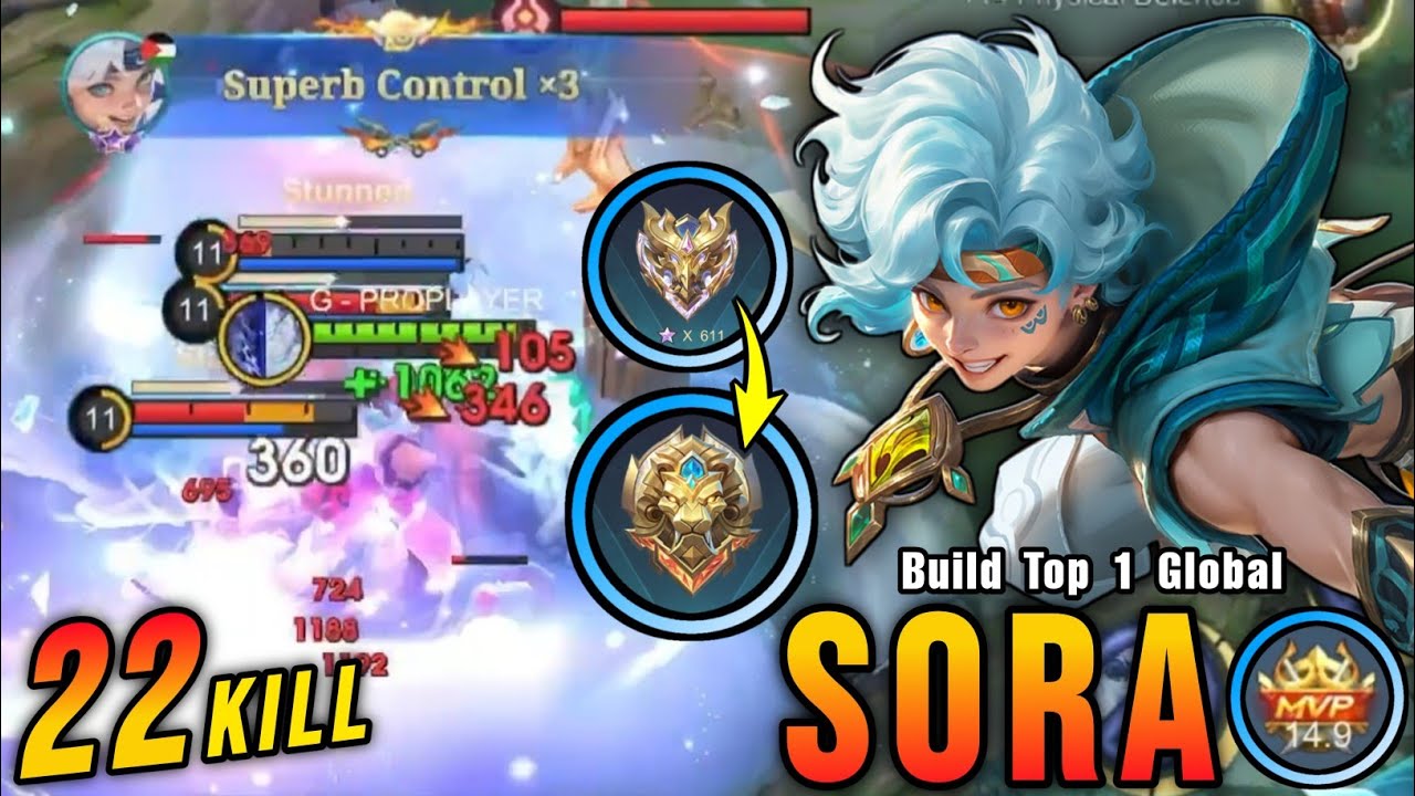 NEW SEASON KICK-OFF!! 22 Kills Sora Best Build EXP Lane!! - Build Top 1 Global Sora ~ MLBB background