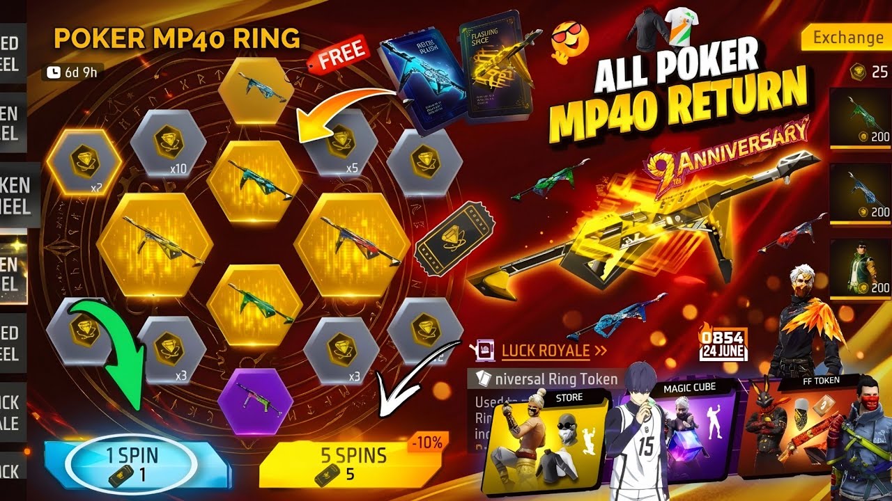 Poker Mp40 Return Confirm💥🤯| Next Universal Ring 9th anniversary Event OB54 Update l Ff New Event background