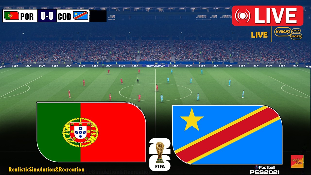 🔴PORTUGAL vs DR CONGO | eFootball PES 2021 Video Game Simulation PC background