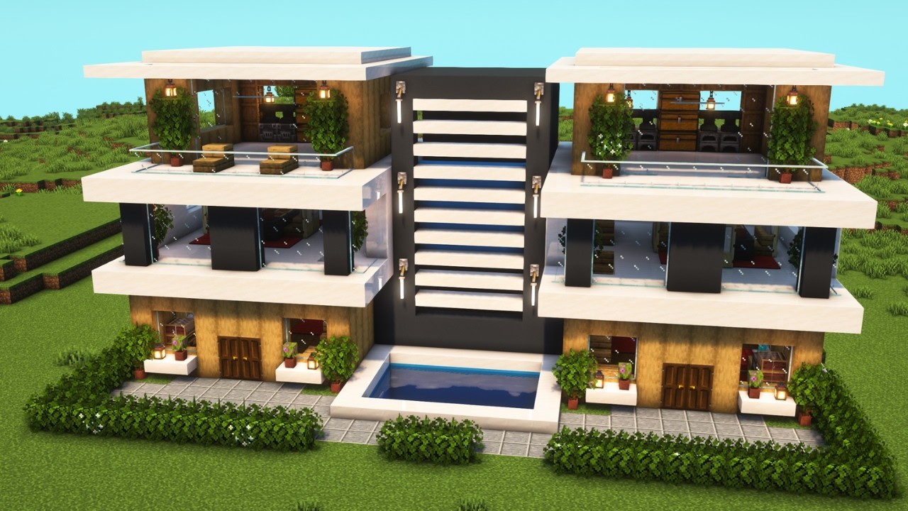 Minecraft Ultimate Modern House Tutorial background
