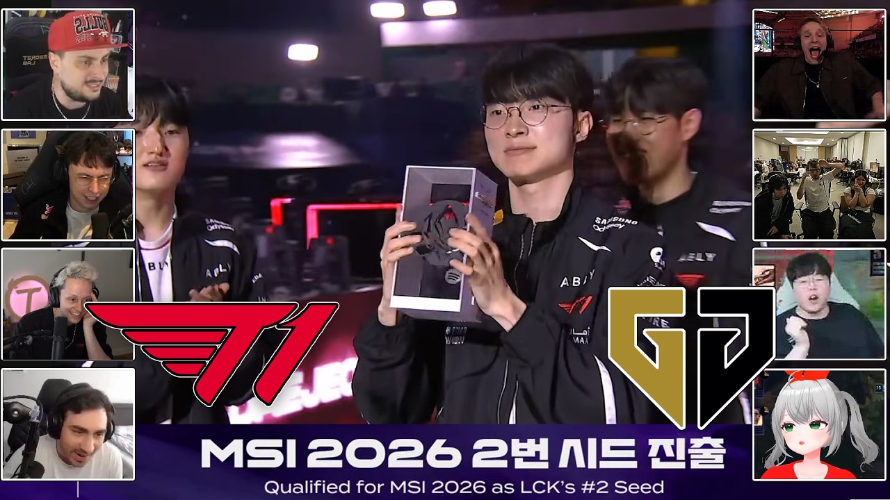 Streamers React to T1 Qualifying for MSI - T1 vs Gen.G Highlights | Road to MSI LCK 2026 background