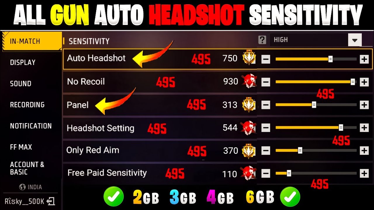 Free Fire Auto Headshot Trick 2026 Sensitivity | 2gb, 4gb, 6gb Ram Headshot Sensitivity Setting