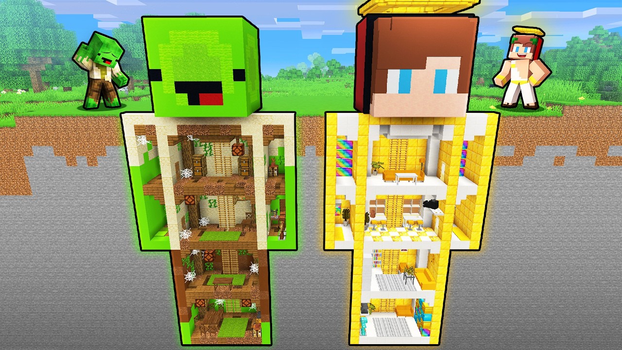 Mikey POOR vs JJ GOD Statue Base Minecraft Battle background