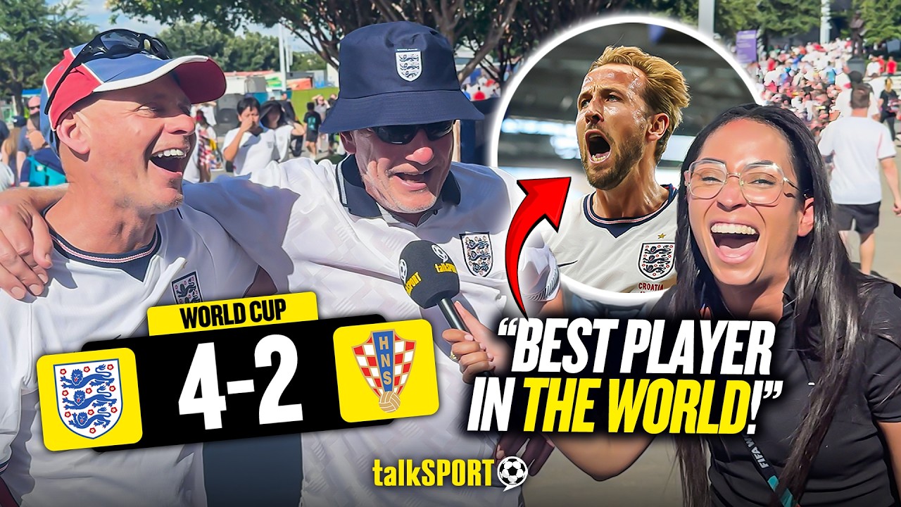 "BEST PLAYER IN THE WORLD!" Fans REACT as England BEAT Croatia 4-2 in World Cup Opener! background