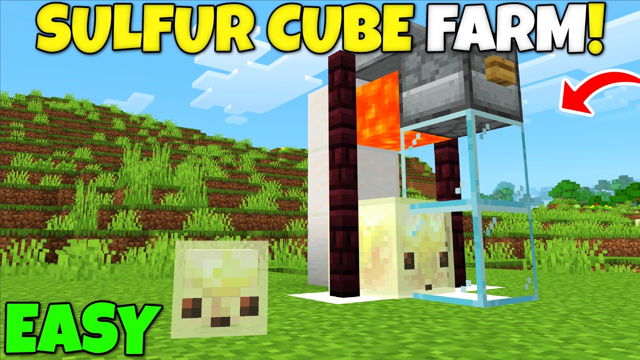 Easy SULFUR CUBE FARM Tutorial! Sulfur Cube Breeder! Minecraft Bedrock Edition background