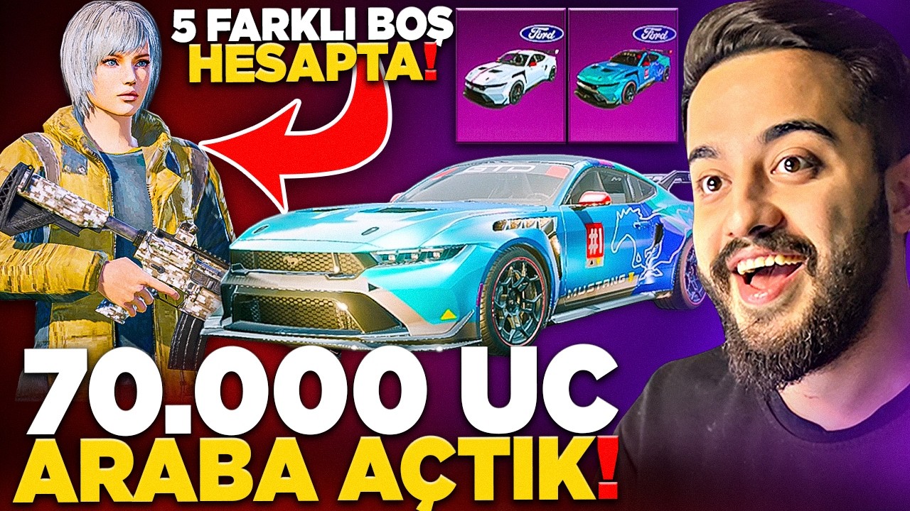 BOŞ HESAPLARDA 70.000 UC FORD MUSTANG ARABALARI AÇTIK! İNANILMAZ OLAY! PUBG Mobile background