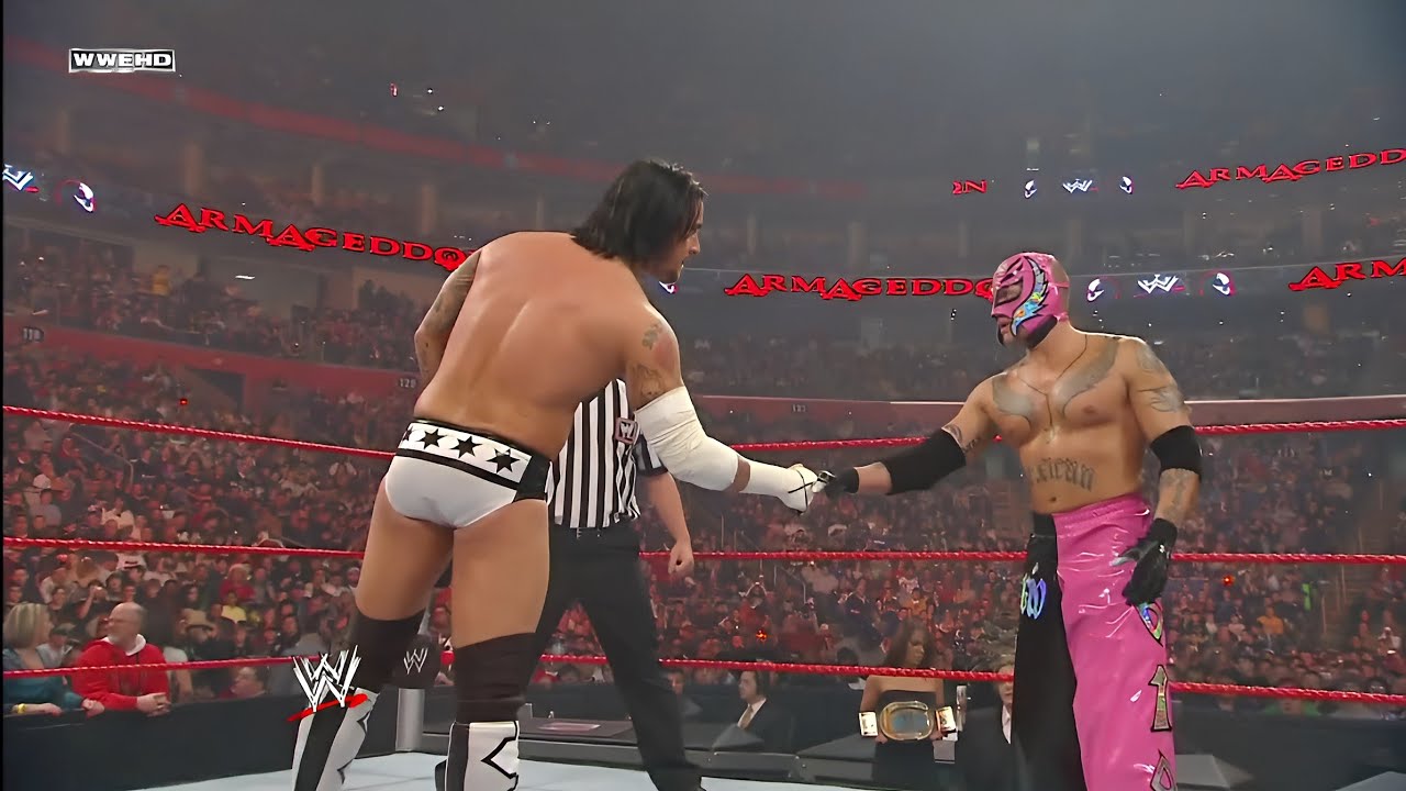 CM Punk vs Rey Mysterio Intercontinental Championship Tournament Finals Match: Armageddon 2008 background