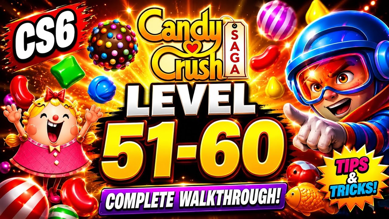 CandyCrushSAGA Candy Crush Saga Levels 51-60 Walkthrough 🍬 Sweet Puzzle Challenge #CS6 background