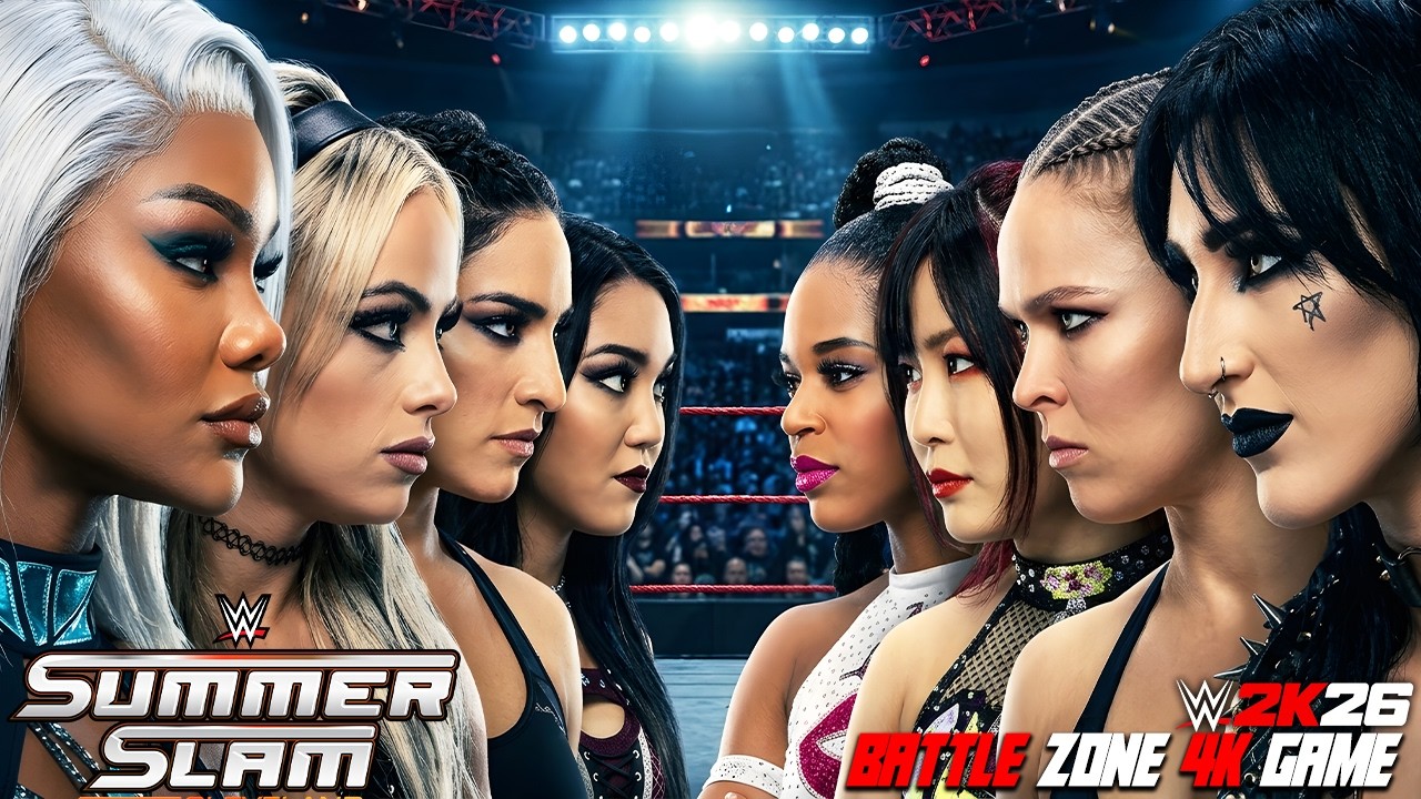 Rhea Ripley, Ronda Rousey & Bianca Belair vs Jade Cargill's Team – 4v4 Women's War! background