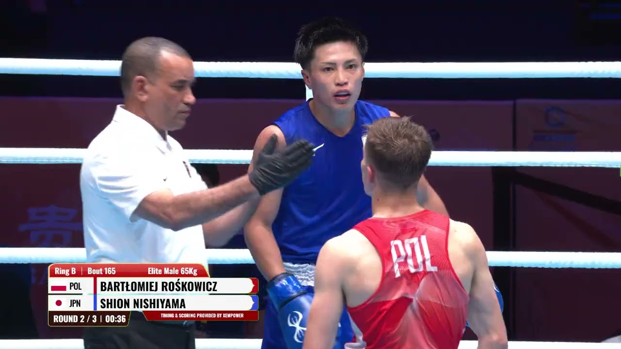 Bartłomiej Rośkowicz (POL) vs. Shion Nishiyama (JPN) World Boxing Cup 2026 (65kg) background