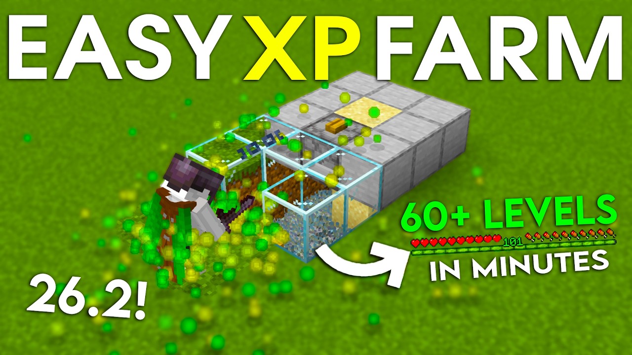 NEW UPDATED Minecraft Java 26.2 XP FARM TUTORIAL | 60 Levels in Minutes background