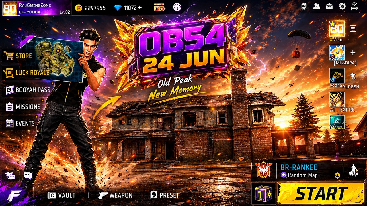 OB54 Update Date & Time Confirm 🤩 | OLD Peak Emote | iPhone Free Fire MAX Ban 😱 background