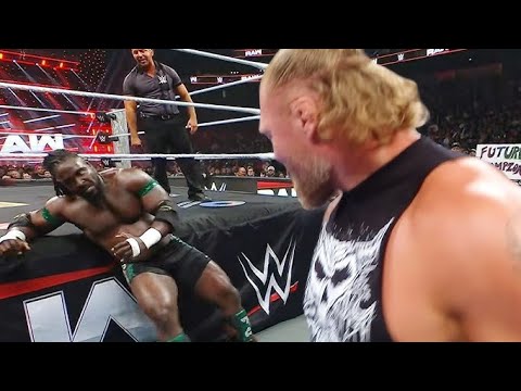 Brock Lesnar Attacks Oba Femi After Oba Femi Defeats Dominik Mysterio wwe Raw June 2026 background