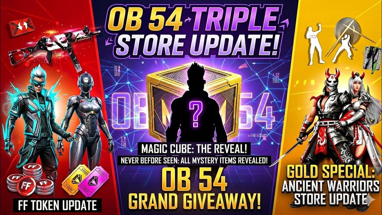 OB54 Triple Store Update New Items🥳🔥| Magic Cube Store Update | Free Fire New Event | ff new event background