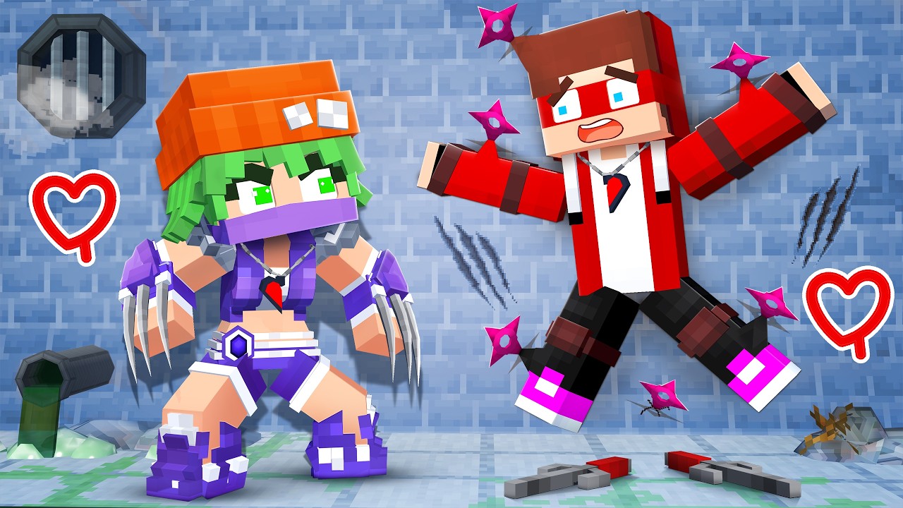 JJ and CRAZY Fan NINJA GIRL - Love Story - Maizen Minecraft Animation background
