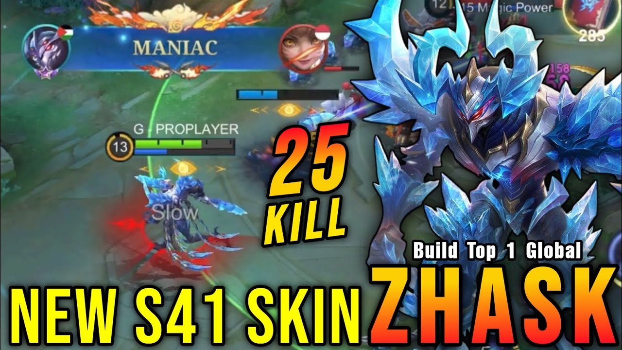 25 Kills + MANIAC!! Icespawn Scourge Zhask New S41 Skin!! - Build Top 1 Global Zhask ~ MLBB background