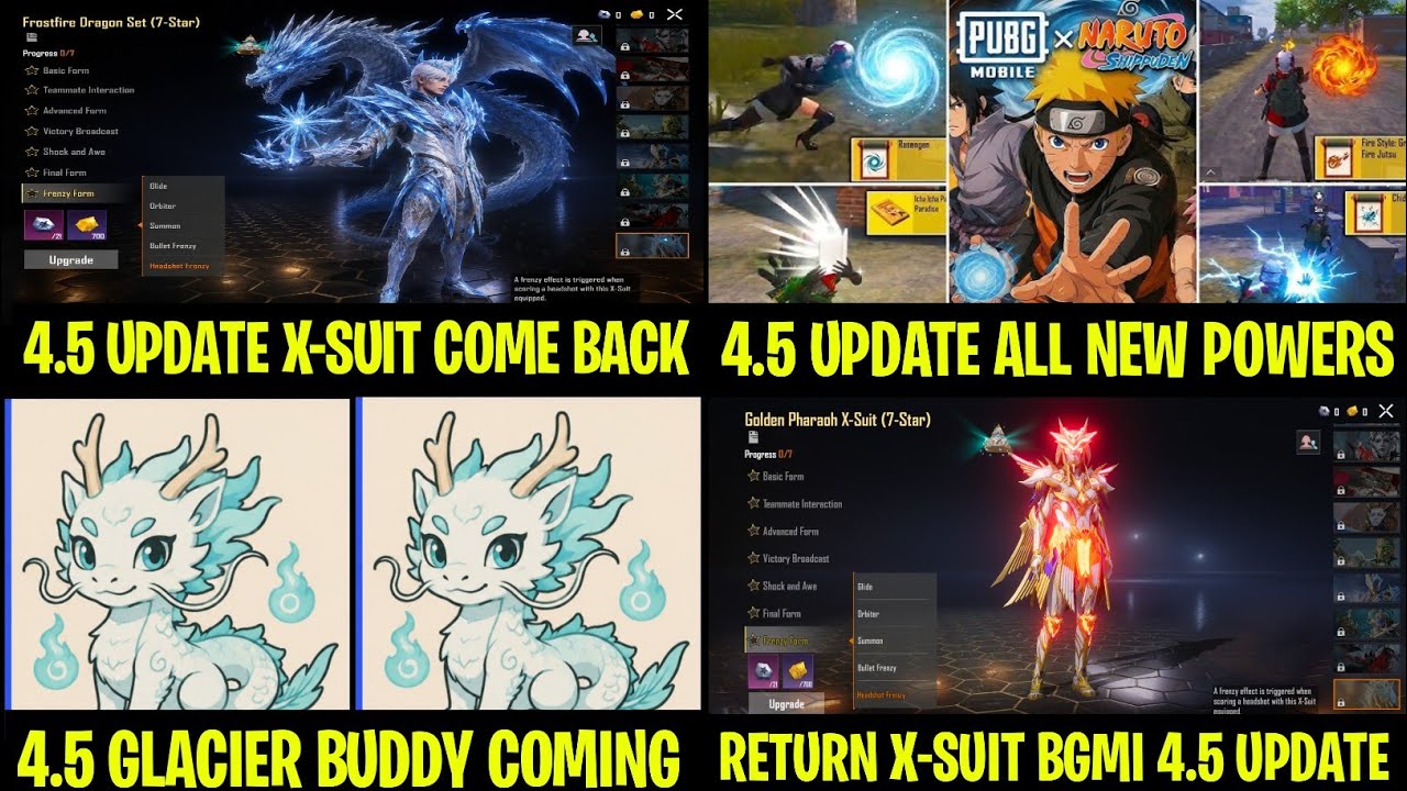 BIG NEWS😍4.5 Update | Next Update X-SUIT Coming | New PET Buddy Coming | Naruto Theme Mode 4.5 Power background