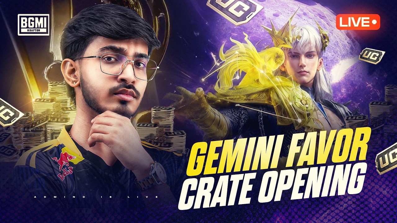 GEMINI'S FAVOR CRATE OPENING! | BGMI SCRIMS AND CLASSIC LIVE | ADMINO GAMING | background