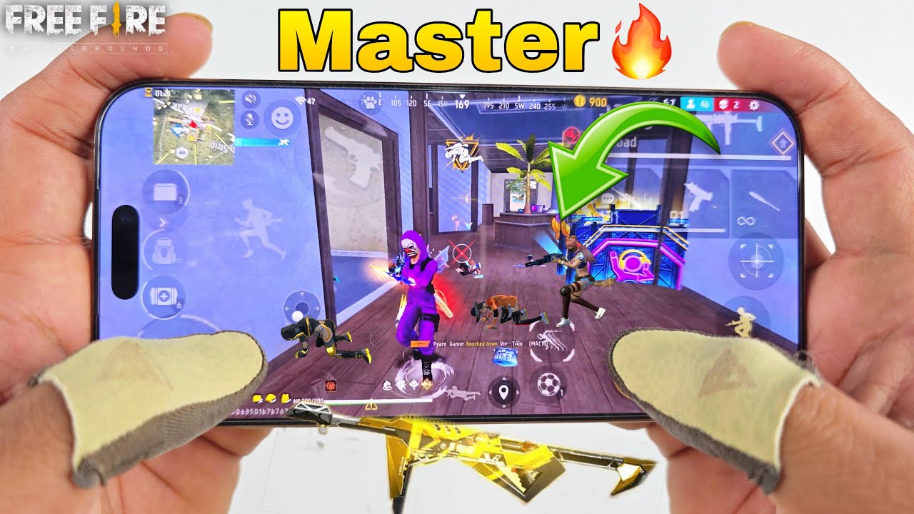 iPhone 16 Pro Max Free Fire Full Map Gameplay | onetap headshot | 2 Finger Handcam OP