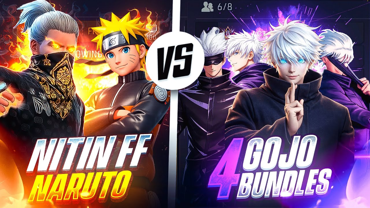 INDIA'S TOP 1 GOJJO VS NARUTO NITIN FF 🥵|| GHOST GAMEPLAY 👿 || FREE FIRE backdrop