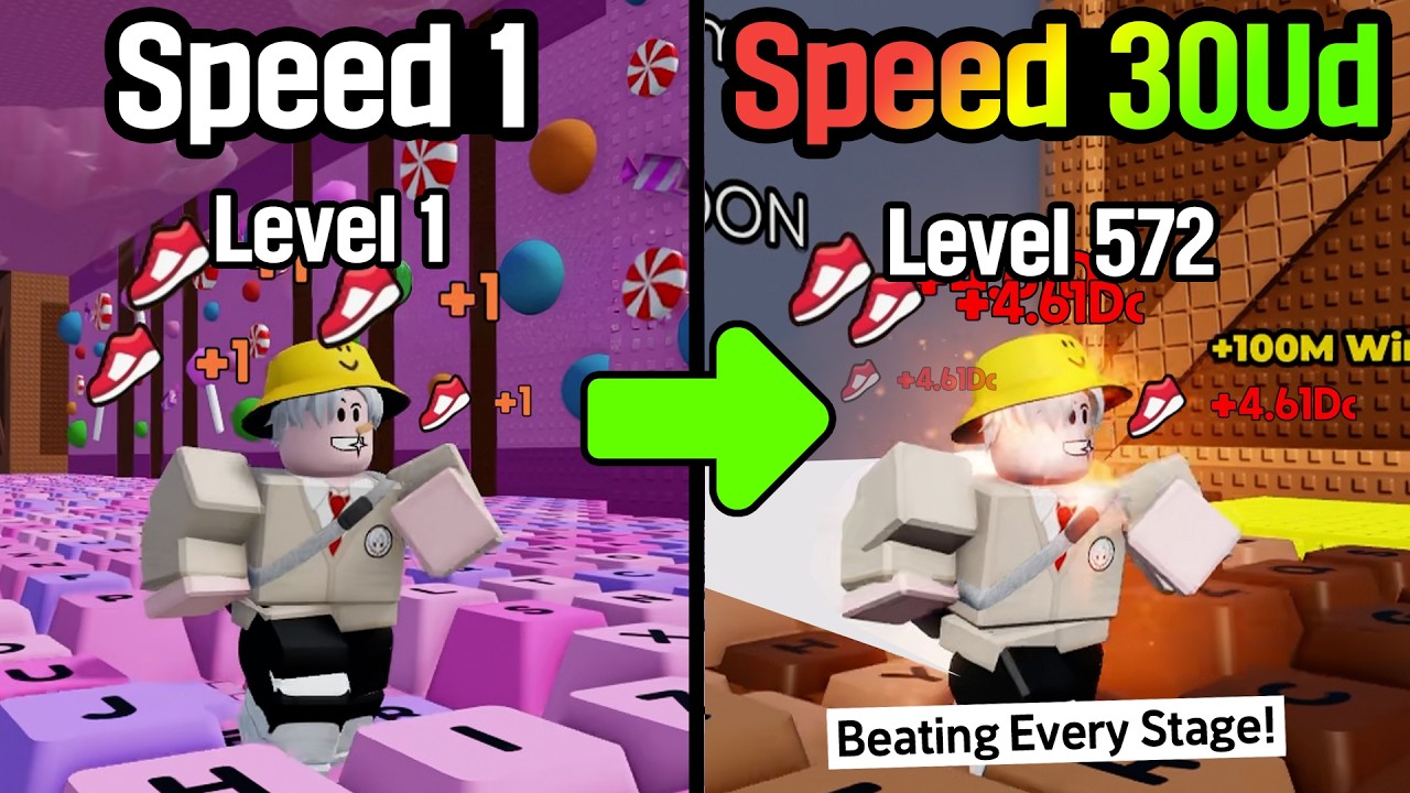 From Noob to INSANE SPEED While Beating Every Stage In Roblox +1 Speed Keyboard Escape!