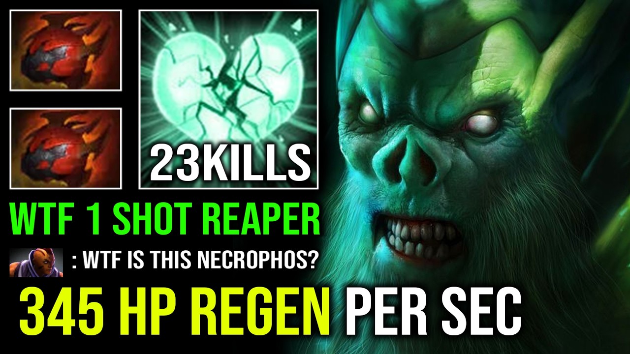 WTF +345 HP REGEN PER SEC 1v5 Flame Cloak Radiance Heart of Tarrasque Necrophos Dota 2