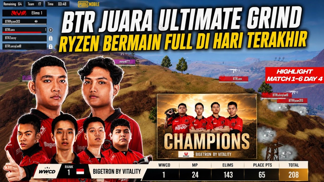 BTR JUARA ULTIMATE GRIND! RYZEN FULL MAIN | HIGHLIGHT MATCH 1-6 DAY 4