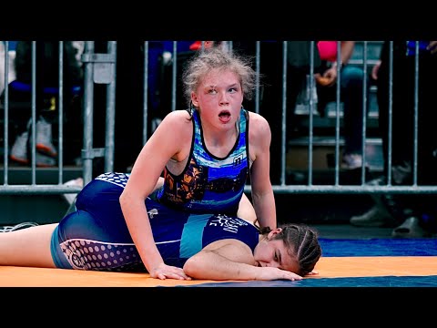 U15 Pinja Vienola (FIN) vs Euaggelia Kyrtsaki (GRE) 58kg. Girls youth women's wrestling. B-cam-man
