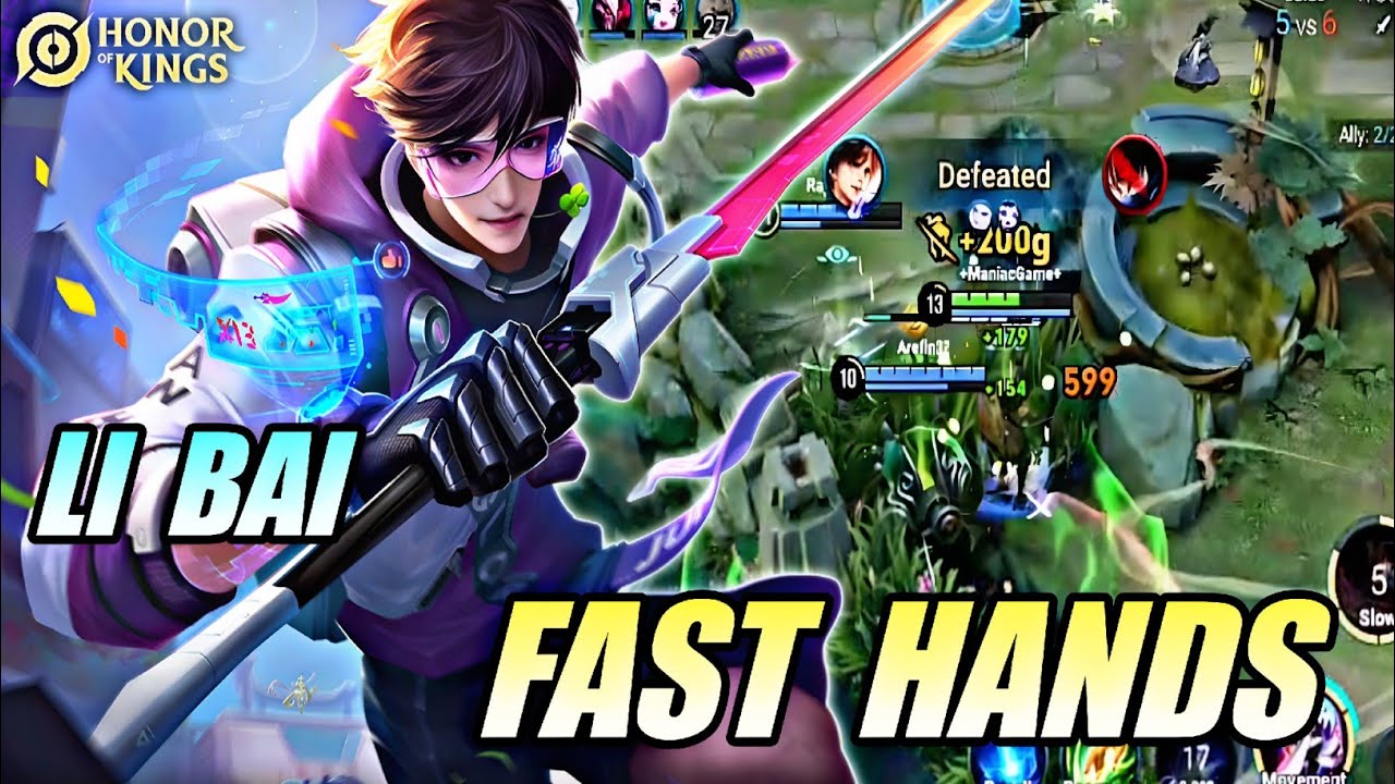 Honor Of Kings (HOK) Li Bai Fast Hands - Pro Technique Gameplay - Best Hero Assassin background